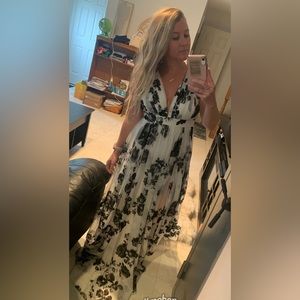 Black and white floral maxi